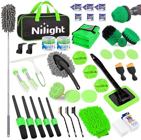 Nilight 52PCS Car Detailing Kit for Interior Exterior Car Care, Green by Nilight