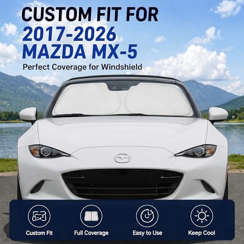 Custom Fit Windshield Sun Shade for Mazda MX-5 Miata Convertible 2016-2026 - Image 2