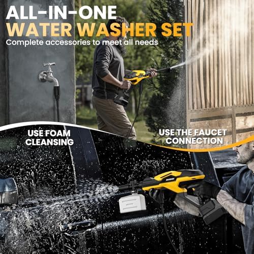 800PSI Cordless Portable Washer for Dewalt 20V Battery, Portable Handheld Washer with Brushless Motor, 6-in-1 Nozzle, 3 Level Adjustable for Car Yard Fence Wall Clean (Battery Not Included) - Image 6