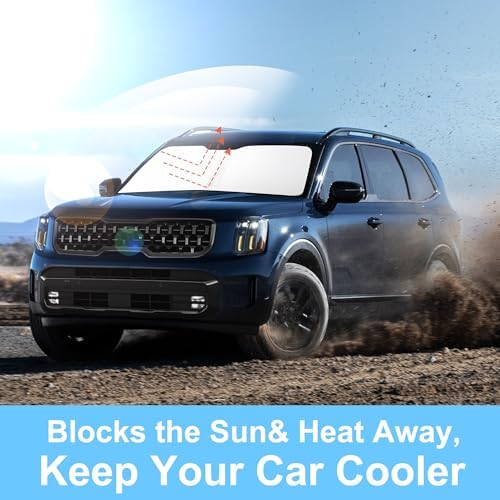 TINGLU Sun Shade for Kia Telluride 2020-2024 2025 Accessories Windshield Sun Shade Window Shade UV Rays Protection Sun Visor Cover with Steering Wheel Sunshade Storage Bag - Image 5