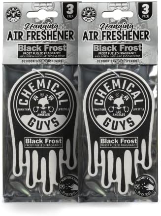 Chemical Guys, Hanging Air Fresheners, Black Frost Scent, 6 Pack, for Cars by ChemicalGuys