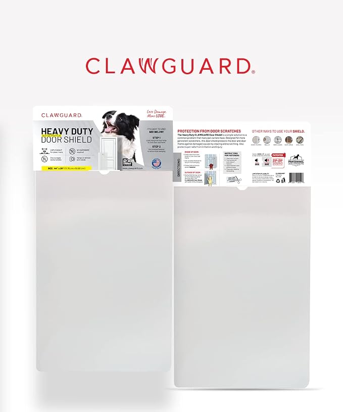 CLAWGUARD Heavy Duty Door Scratch Shield – 20x44 in. Door Scratch Protector Dog & Cat – Clear Wall, Frame & Furniture Cat Scratch Protectors - Image 8
