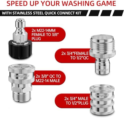 AURORA CAR Pressure Washer Quick Connect Kit, Stainless Steel Adapter 8 Pcs - Image 2