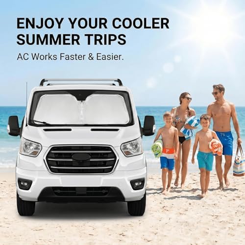 for Ford Transit 2015-2024 2025 2026 Windshield Sun Shade - Custom Fit Front Window Shade Transit Accessories Wagon XL,Wagon XLT Cargo Vehicle,Connect Van XL Foldable Sunshade Blocks UV Rays - Image 4