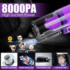 17PCS Car Cleaning Kit, Purple Car Interior Detailing Kit with High Power Handheld Vacuum, Detailing Brush Set, Windshield Cleaner, Cleaning Gel, Complete Auto Accessories for Women Gift - Image 2