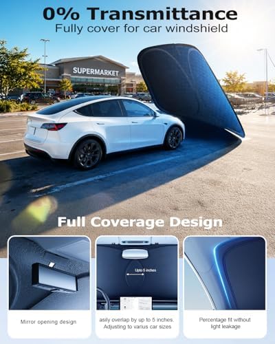DMJN Front Windshield Sun Shade for Honda CRV (2023-2026), [Nano Ice-Crystal Coatings] UPF50+ Heat & UV Block, Protect Car Interior & Keep Cool, Flodable Steel-Ring Car Cover for Summer - Image 4
