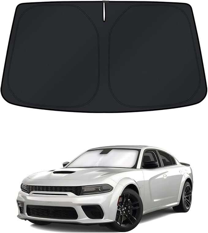 KUST Windshield Sun Shade for Dodge Charger Accessories 2011-2023 Window Shade Sun Visor Cover Foldable Blocks UV Rays Keep Your Car Cooler by KUST