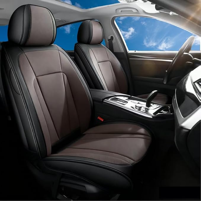 Front Seat Covers Custom Fit for Kia NIRO 2017-2026,Black&Brown | Luxury Faux Leather, Waterproof, Anti-Slip, Airbag Compatible, Breathable, Car Seat Protectors, 1 Row 2 Seats by Unknown