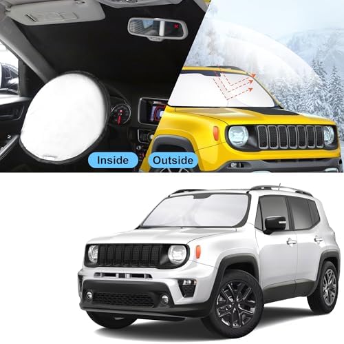 TINGLU Sun Shade for Jeep Renegade 2015-2024 Accessories Windshield Sun Shade Window Shade UV Rays Protection Sun Visor Cover with Steering Wheel Sunshade Storage Bag - Image 6