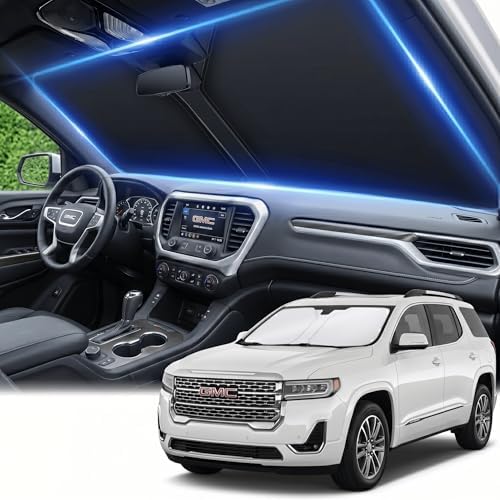 Windshield Sun Shade for GMC Acadia 2017-2023 Sunshade Front Window Shade Custom Fit Acadia Accessories Sun Visor Foldable Shade Blocks UV Rays Accessories by AuyNeas