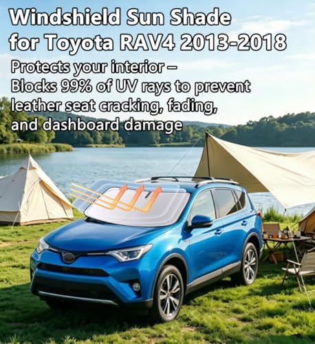 Windshield Sun Shade for Toyota RAV4 2013-2018, 4-Layer 240T Foldable UV Block Car Accessory to Cool Interior - Image 2
