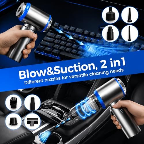Cordless Mini Car Vacuum Cleaner, Hand Held Portable Vacuum, 21000PA High Power Small Vacuum Cleaner, Compressed Air Duster & Air Blower & Aspiradora para Carro for Car, Home, Office, Pet - Image 4