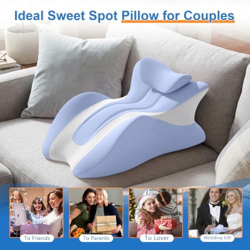 Memory Foam Wedge Pillow, 27° Intimacy Couples Pillow- Blue - Image 6