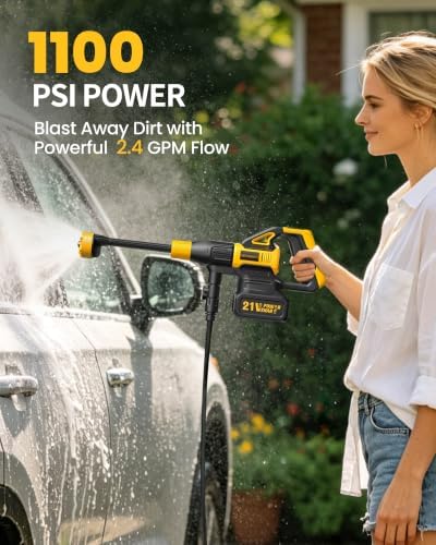 Cordless Pressure Washer Battery Powered, Handheld Cordless Power Washer (GlowYellow-Black) - Image 2