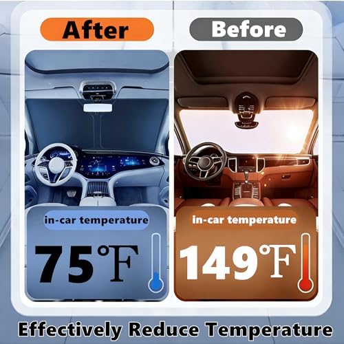 Windshield Sun Shade for 2023-2026 Toyota Prius Hatchback (NOT for Prius C or Prius V) Foldable Car Front Window Sunshade Accessories 240 T Sun Visor - Image 3