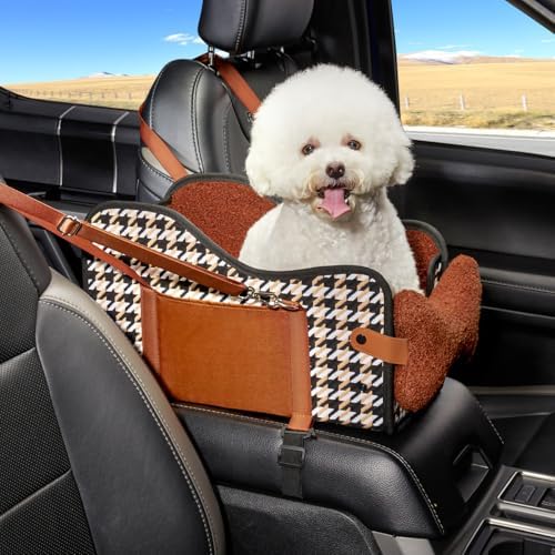 TKYZ Center Console Dog Car Seat for Small Dogs,for Car/SUV/Small Truck | Soft Pillow,Double fixation,Scratch-Resistant Fabric,Pet Booster with Safety Belt,Puppy Car Seat for Small Dogs 0-11 lbs by TKYZ