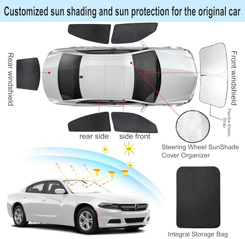 TINGLU Window Shades for Dodge Charger 2011-2023 Accessories Car Side Full Windows Cover Camping Rear Windshield Sun Shade Sun UV Rays Privacy Protection 6PCS - Image 3
