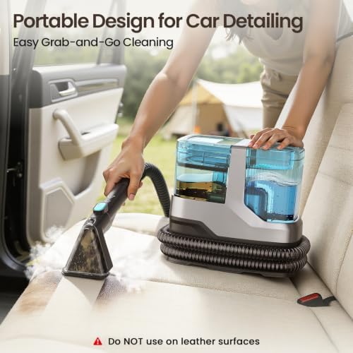Portable Steam Carpet Cleaner, 203°F High Temp Steam & 18,000Pa Suction, Deep Stain & Odor Removal, Spot Cleaner for Pets, Kids, Home Upholstery, Stairs & Car Detailing - Image 7