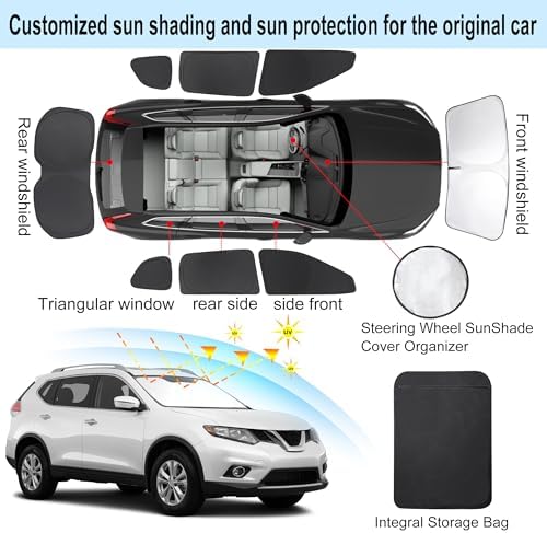 TINGLU Window Shades for Nissan Rogue 2014-2020(NOT for Rogue Sport & 2021 Rogue 3rd Gen. T33) Accessories Full Windows Rear Triangular Windshield Sun Shade Sun UV Rays Privacy Protection 8PCS - Image 3