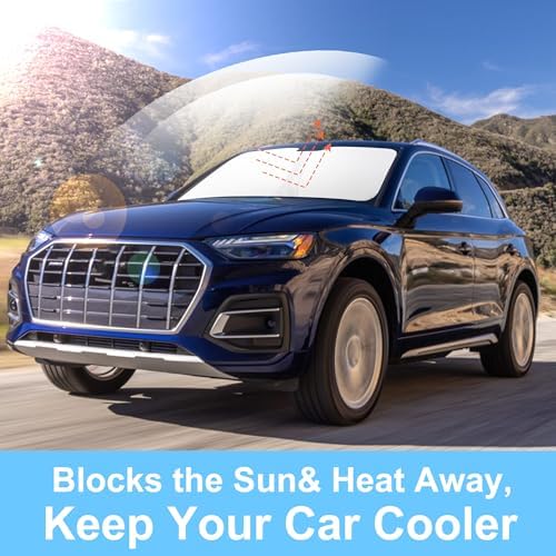 TINGLU Sun Shade for Audi Q5 2018-2024 2025 2026 Accessories Windshield Sun Shade Window Shade UV Rays Protection Sun Visor Cover with Steering Wheel Sunshade Storage Bag - Image 5