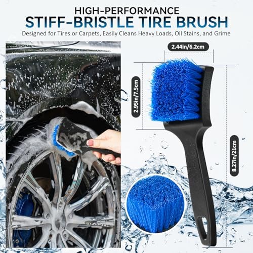 Tire Brushes for Cleaning Tires, Car Wheel Brushes for Cleaning Wheels, Rim Cleaner Brush for Car Detailing, Premium Wheel Cleaner Brush Kit Safe for Cars, Trucks, SUVs, RVs, Motorcycles - Image 4