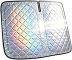 Foldable Windshield Sunshade | 5-Layer Laser Reflective Oxford Fabric Car Sun Shade with Steel Frame | UV Protection Heat Shield Sun Visor | Keeps Interior Cool & Protects Dashboard M (55 x 27.5 in) - Image 2