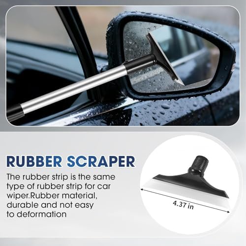 Gray Windshield Cleaner Tool, Car Interior Cleaning Kit with Extendable Handle and 3 Reusable Microfiber Pads, Auto Glass Wiper and Detailing Brush Kit for Car & Home Window - Image 3