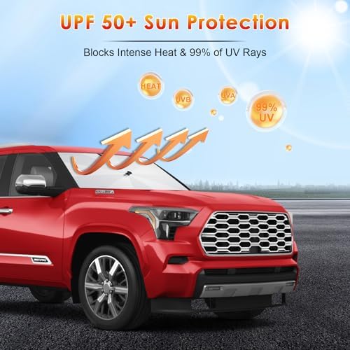 for Car Windshield Sunshade Umbrella 2023-2026 Toyota Sequoia Custom Fit Windshield Sun Protector Cover 6-Layer Heat-Resistant Fabric, Ultra-Strong Fiberglass Frame (for 2023-2026 Toyota Sequoia) - Image 3
