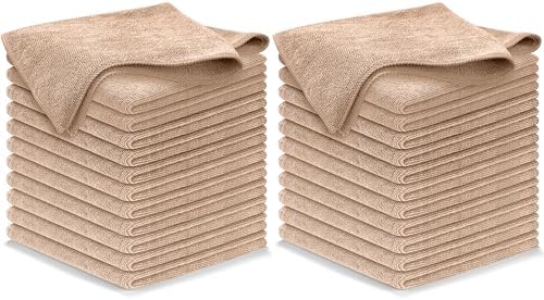 USANOOKS Microfiber Cleaning Cloth - Beige - 24Pcs (12.5x12.5 inch) High Performance - 1200 Washes, Ultra Absorbent Car Towel Traps Grime & Liquid for Streak-Free Mirror Shine - car Washing Cloth by USANOOKS