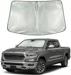 Windshield Sun Shade Custom Fit for 2019-2026 Dodge RAM 1500, Advanced Diamond-Patterned Heat Shield to Block UV Rays, Foldable Truck Visor, Precise Mirror Cutout by Giselia