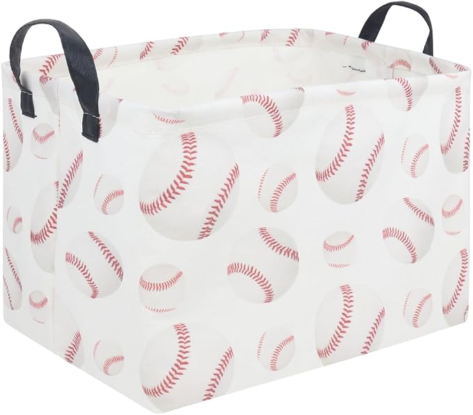 FXOLCSHE Easter baseball basket,Kids Storage Basket,Boys baseball hamper,Waterproof foldable laundry basket,baby Room Decor(Baseballs) by FXOCSHE