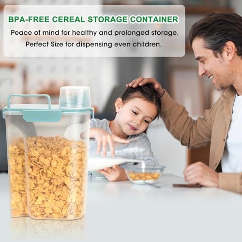 TBMax Airtight Rice Container 10 Lbs Cereal Dispenser, Small Pet Cat Dog Food Storage Container, Plastic Kitchen Pantry Food Storage Holder with Cup -Light Blue - Image 5