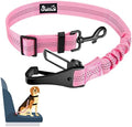 SlowTon Dog Car Seat Belt, 3 in 1 Latch Bar Attachment Dog Safety Seatbelt | Hook Latch Bar& Seatbelt Buckle, Reflective, Heavy Duty Nylon, Durability, Easy of Use, for Travel Riding, Pink, 35.5" by SlowTon
