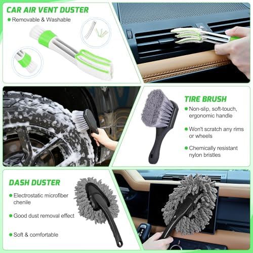 Nilight 27PCS Car Detailing Kit for Interior Exterior Car Care, Green - Image 4