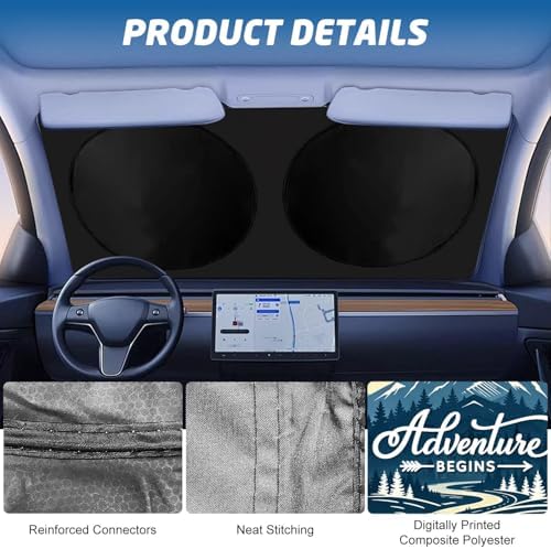 Windshield Sun Shade for Car, 63"x28.5" Universal Fit Front Window Sunshade with Double Steel Ring Frame, Car Sun Shade, UV Protection Windshield Cover with Storage Pouch (Adventure) - Image 6
