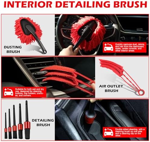 25Pcs Car Detailing Kit with Drill Brushes, Car Cleaning Kit for Interior Exterior, Wheel & Tire Brushes, Polishing Pads for Waxing, Auto Detailing Tools – Gift for Men Dad (25PCS) - Image 3