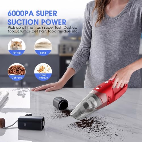 YOOHI Handheld Vacuum Cordless Rechargeable – 6000Pa Mini Hand Held Vacuum, LED Light, 20–25 Mins Runtime, USB Charging, 500ML Cup – Lightweight Small Vacuum Cleaner Cordless for Car/Office/Home - Image 2