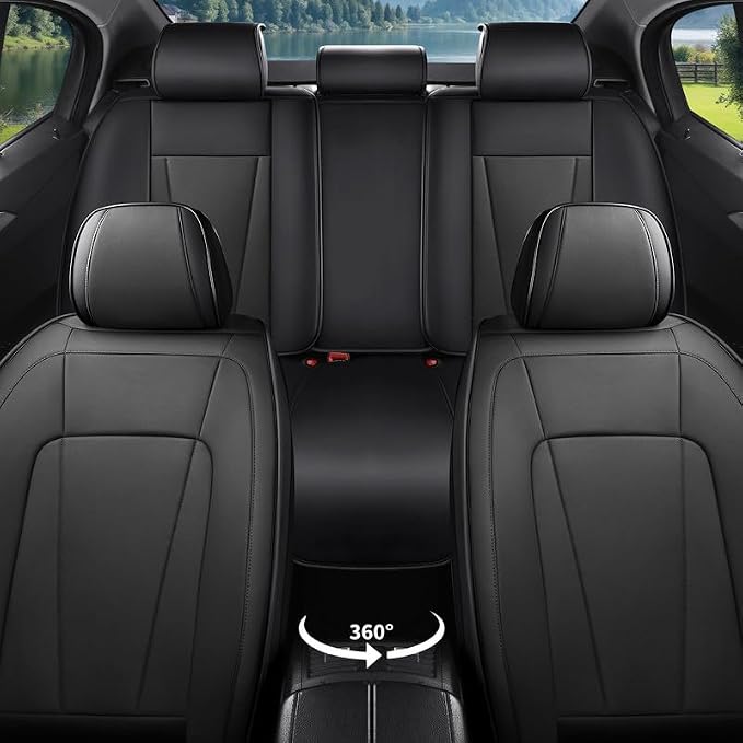 Car Seat Covers Full Set Custom Fit For Hyundai Ioniq 6 2023-2026 ,Black | Premium Faux Leather, Waterproof, Anti-Slip, Airbag Compatible, Breathable, Car Seat Protectors, 2 Rows 5 Seats - Image 3