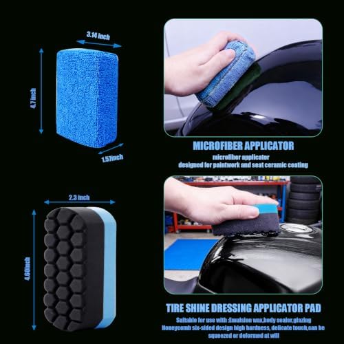 13PCS Motorcycle Cleaning Kit, Motorcycle Detailing Kit Overall Cleaner Tools Car Washing Brush Rims Cleaning Kit Chain Tire Wheel Brush Set Chain Tire for Car Bike Motorbike (Blue) - Image 7