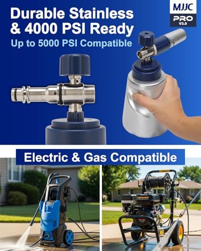 MJJC PRO V3.0 Ultimate Foam Cannon for Pressure Washers – Professional Car Wash Accessory Kit with Thick Foam, Stainless Steel, 44 fl oz Bottle (Pro V3.0 (1/4" Quick Connector) + SOAP Sample) - Image 3