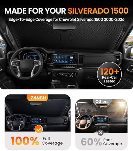 Zanch Windshield Sun Shade for Chevrolet Silverado 1500 2000-2026 - Image 2