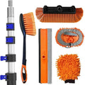 26Ft Reach Car Wash Kit with 5-20FT Telescopic Extension Pole, Car Wash Brush with Long Handle, Wheel Tire Brush, Car Wash Mop, Mitt, Squeegee for Cleaning Car, SUV, RV, Boats, Solar Panels by SKGPOLE