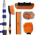 26Ft Reach Car Wash Kit with 5-20FT Telescopic Extension Pole, Car Wash Brush with Long Handle, Wheel Tire Brush, Car Wash Mop, Mitt, Squeegee for Cleaning Car, SUV, RV, Boats, Solar Panels by SKGPOLE