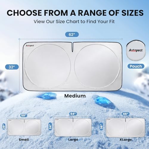 Windshield Sun Shade, Reflective Sunshade for Car Windshield with Mirror Cut-Out, Blocks 99% UV Rays & Keeps Vehicle Cool, Fits Cars, Trucks, SUVs & Vans, Fade-Resistant, (Medium) - Image 4