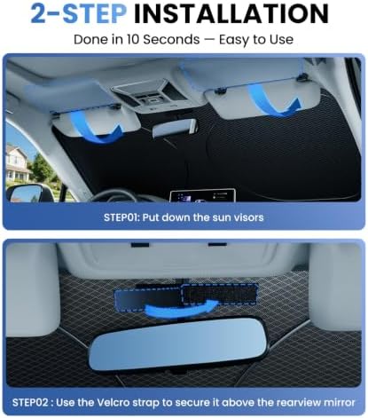Zanch Windshield Sun Shade for Compact SUV & Sedan, 59" × 29" - Image 6