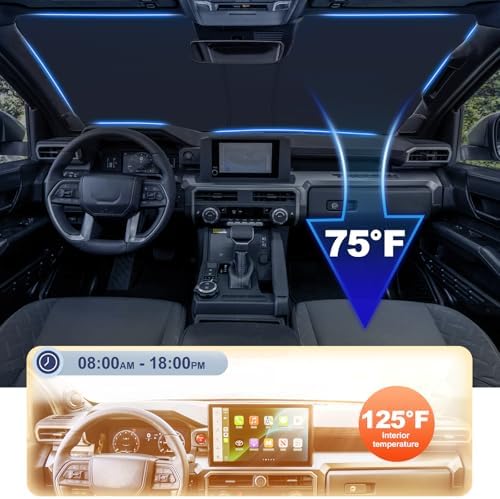 JKCOVER Front Window Windshield Sunshade Compatible with 2024 2025 2026 Toyota Tacoma(4th Gen Tacoma) Accessories Sun Heat UV Rays Protector Foldable Sun Shade Cover Car Visor - Image 3