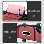 Back Seat Car Organizer,4 in 1 Multifunctional Car Back Seat Storage Box with Drink Cup Holder Tissue Box, for Hold Phone,Snacks, Drinks, Handbag-Red - Image 5