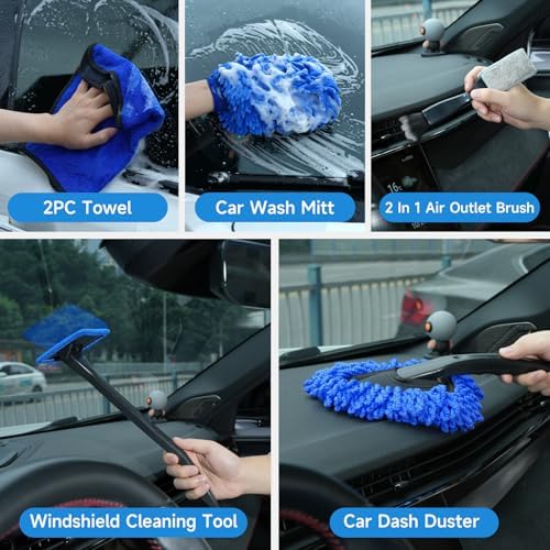 36Pcs Car Detailing Kit, Car Detailing Brush Set, Car Cleaning Kit, Auto Detailing Tools for Interior Exterior Wheels, Professional Car Wash Accessories with Windshield Cleaning Tool and Storage Box - Image 7