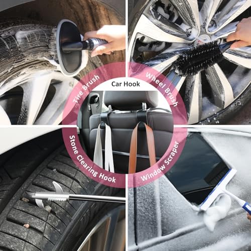 39Pcs Car Cleaning Kit, Interior Detailing Kit with High Power Handheld Vacuum, Detailing Brush Set, Windshield Tool, Pink Complete Auto Accessories for Women - Image 6