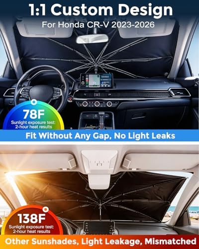 Weektic Custom Windshield Sun Shade Umbrella for Honda CR-V 2023-2026, [Double Thickened Ice Crystal Coating] Sun & Heat Protection, Keep Vehicle Cool & Protect Interior - Image 2